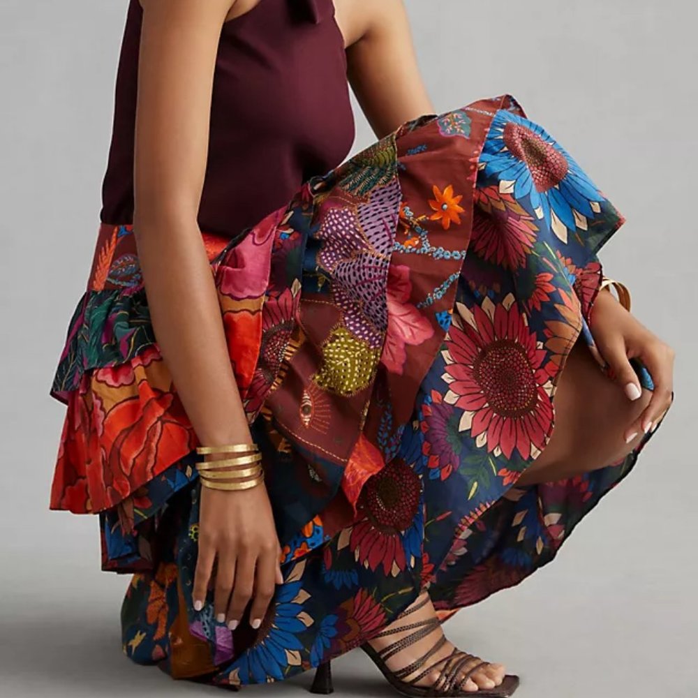 FARM Rio Tiered Midi Skirt